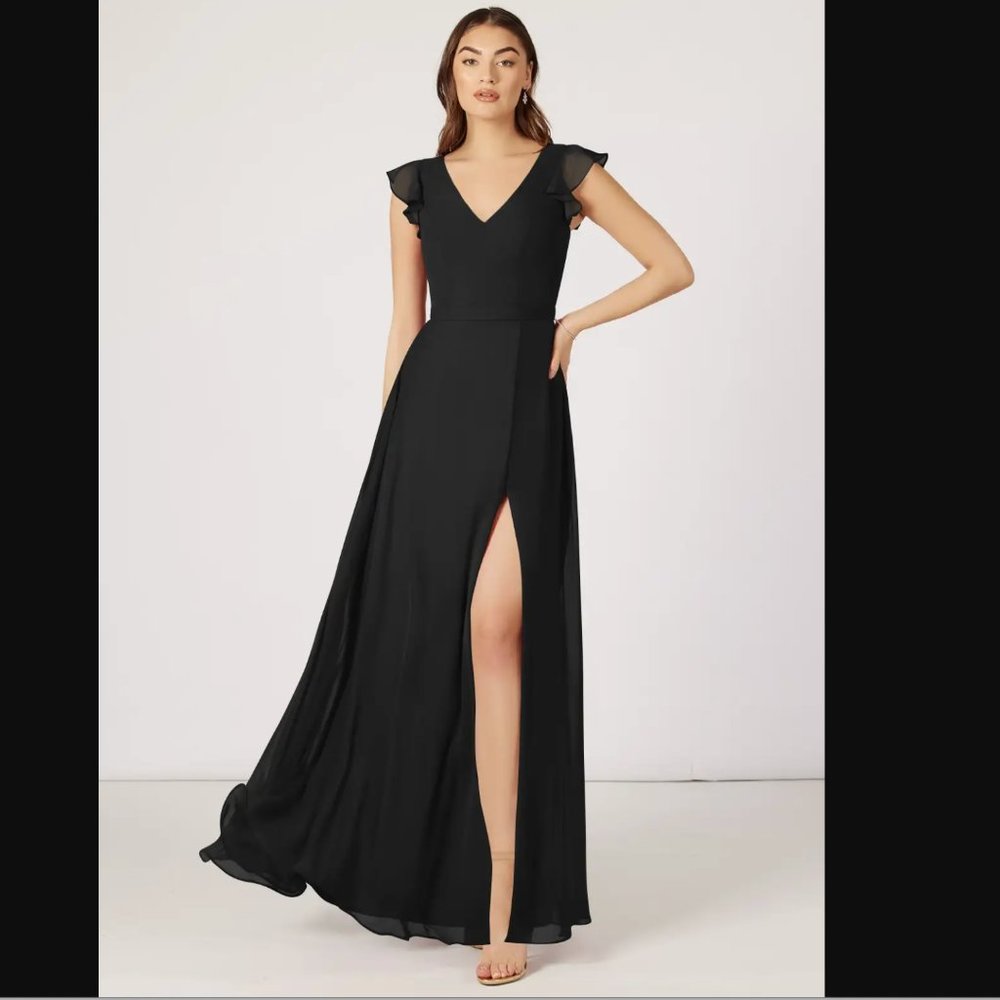 Azazie Claudine Size 14 Black Bridesmaid Dress